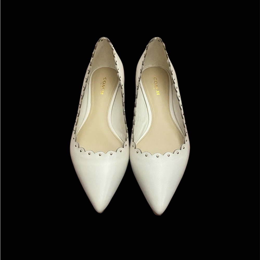 Coach Jill Soft Shine Calf Flats in Ivory - Picture 14 of 14